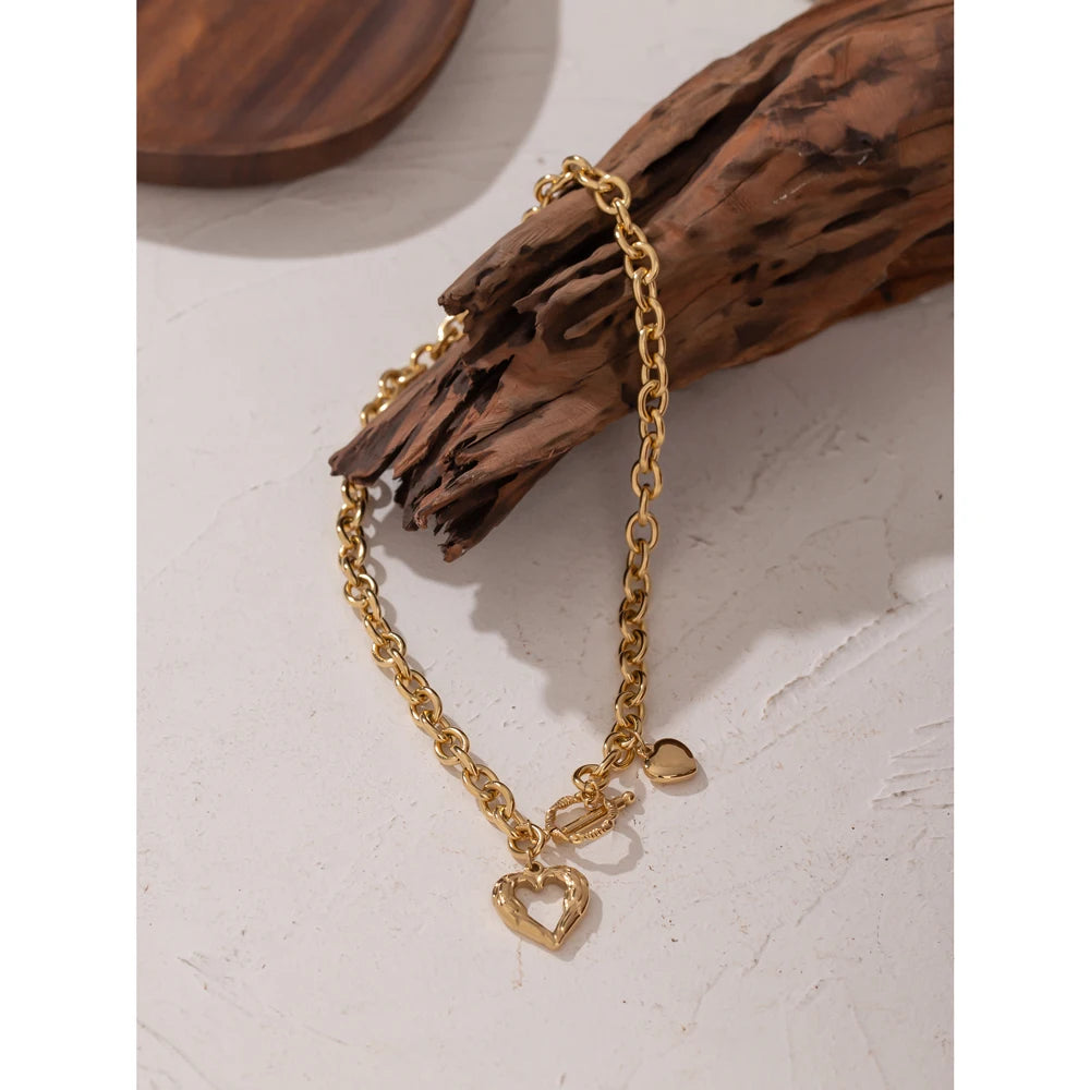 Geometric Heart Pendant Necklace
