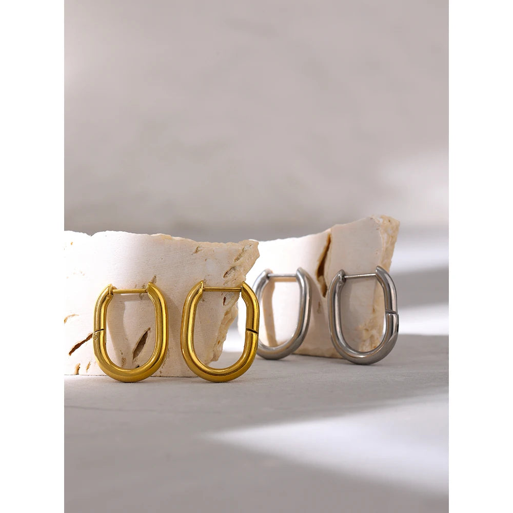 Minimalist Oval Hoop Earrings