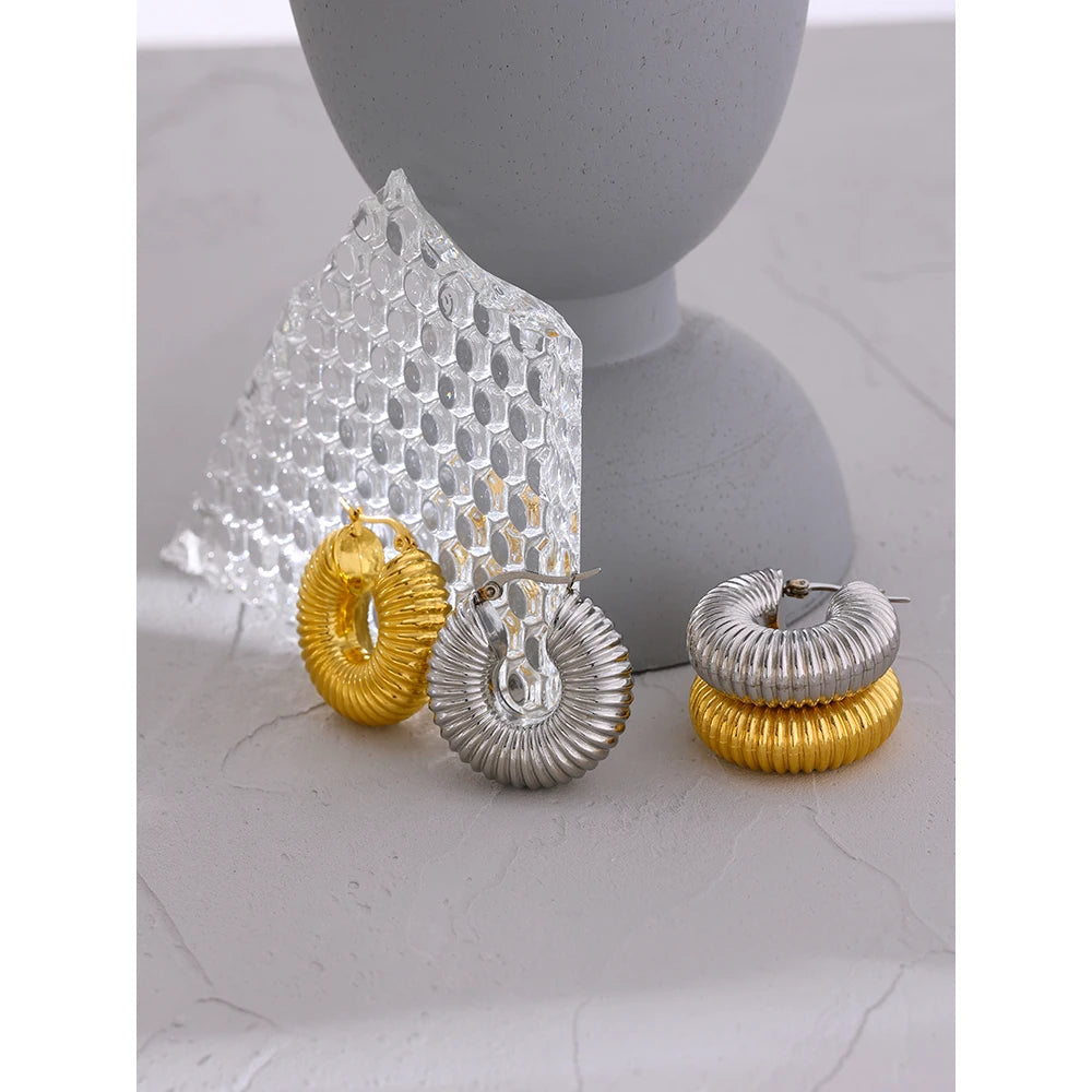 Trendy Chunky Round Hoop Earrings