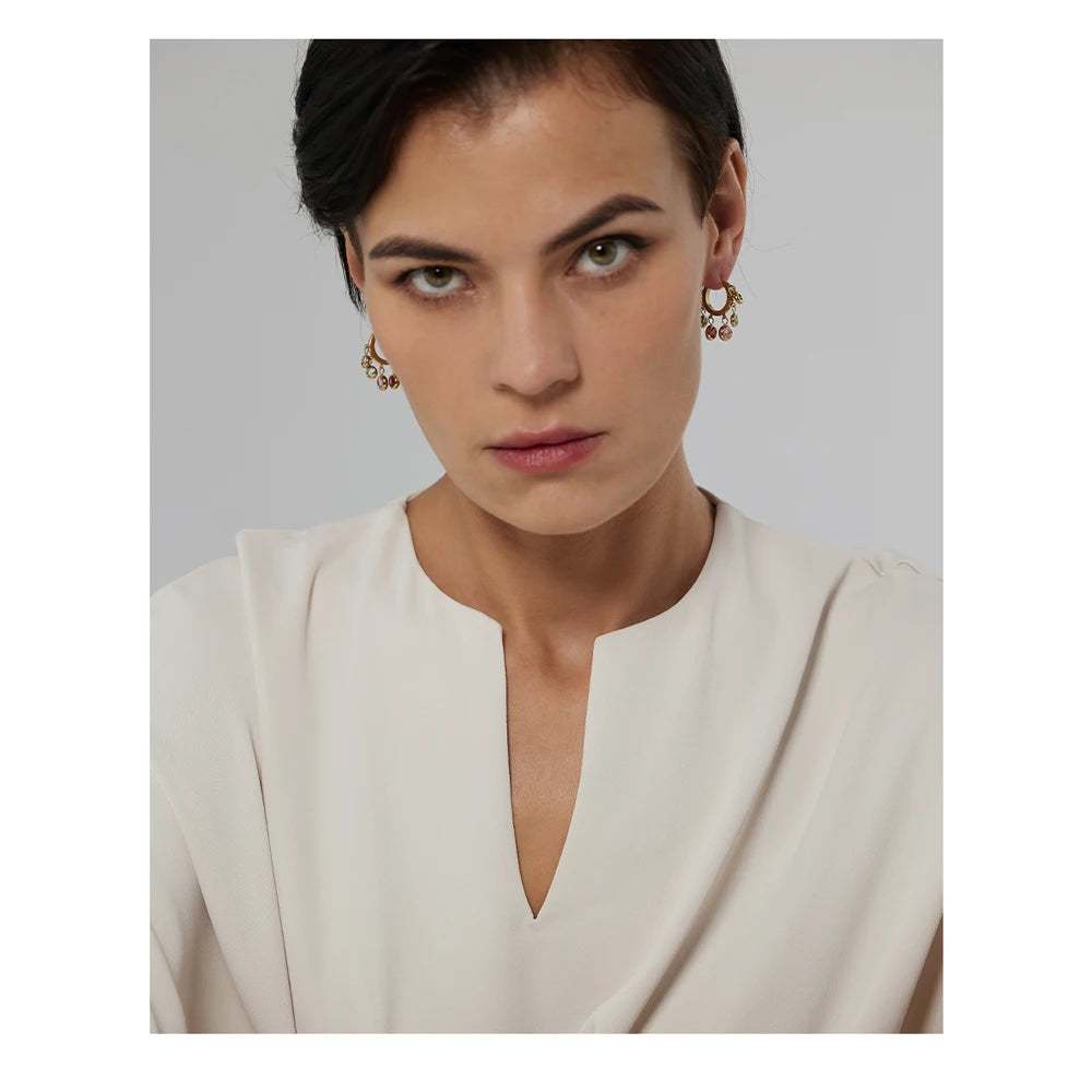 Colorful Cubic Zirconia Charm Hoops