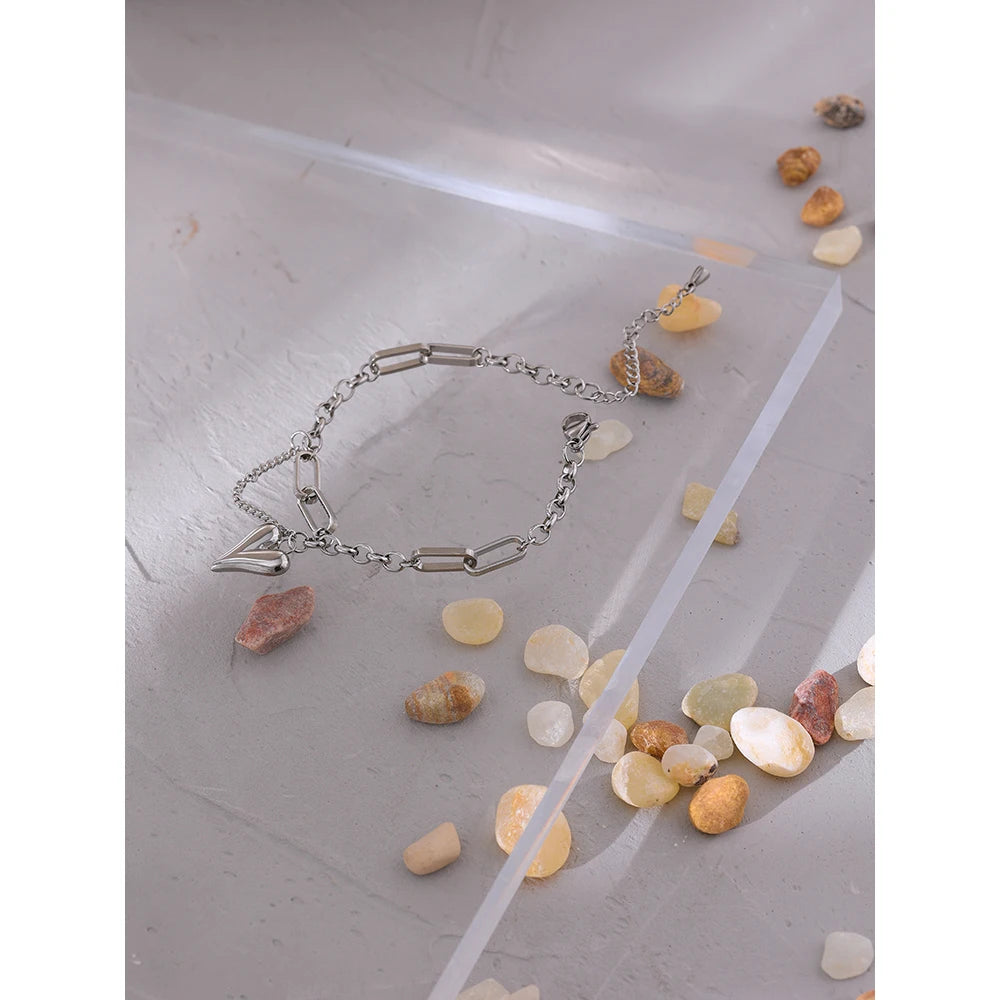 Double Layered Heart Charm Bracelet