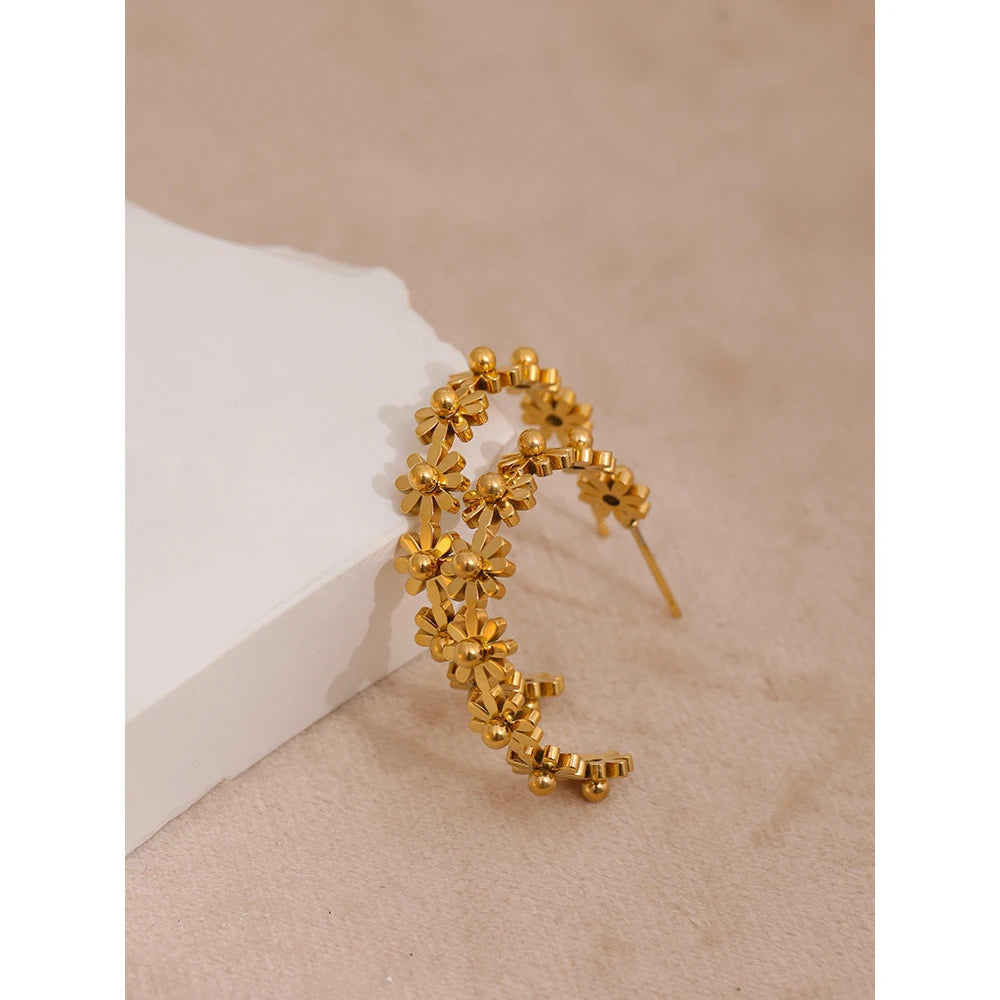 Flower Hoop Earrings