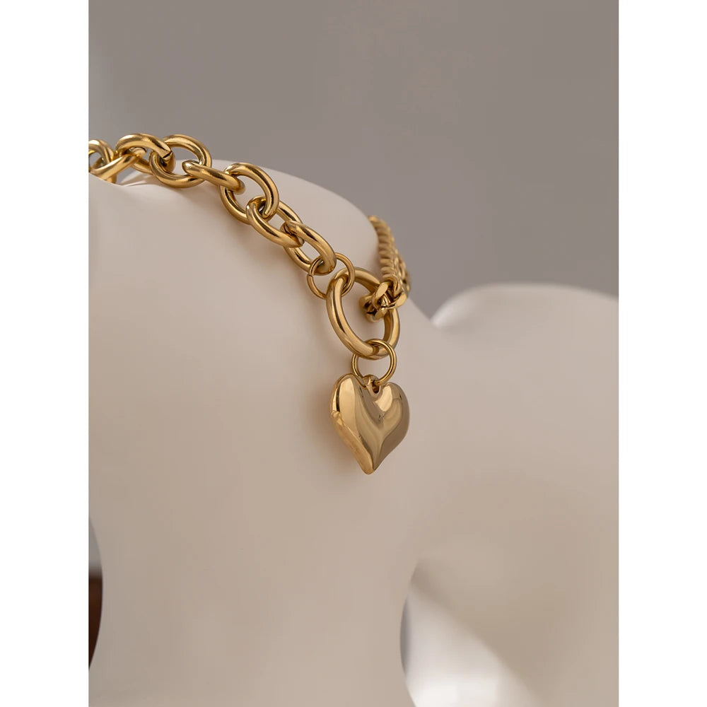 Bold Heart Chain Bracelet