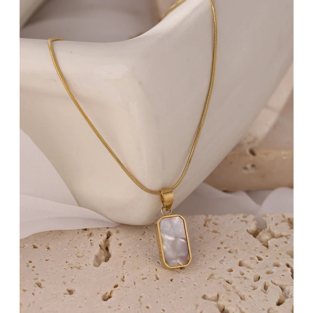 Dual-Sided Enamel Shell Pendant