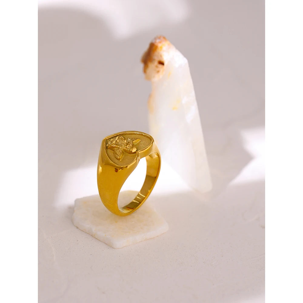 Romantic Angel Heart Ring