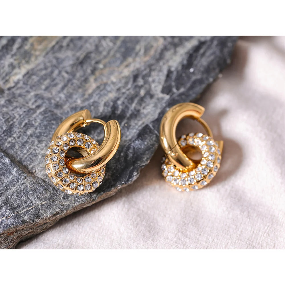 Shiny Cubic Zirconia Huggie Hoop Earrings