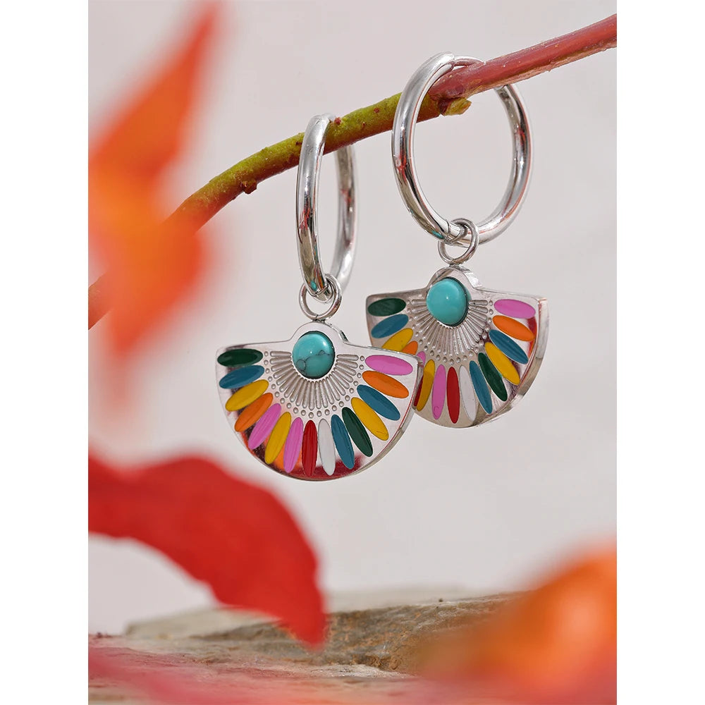 Bohemian Rainbow Fan Hoops