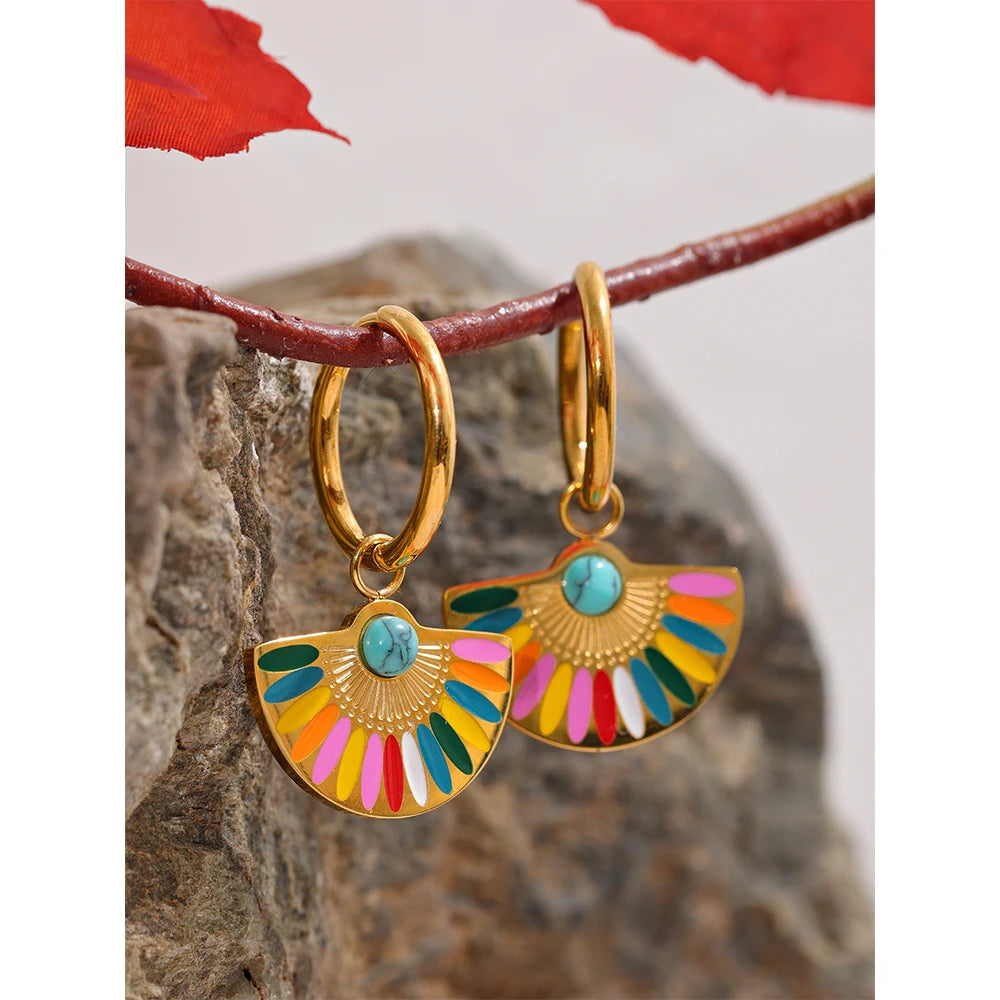 Bohemian Rainbow Fan Hoops