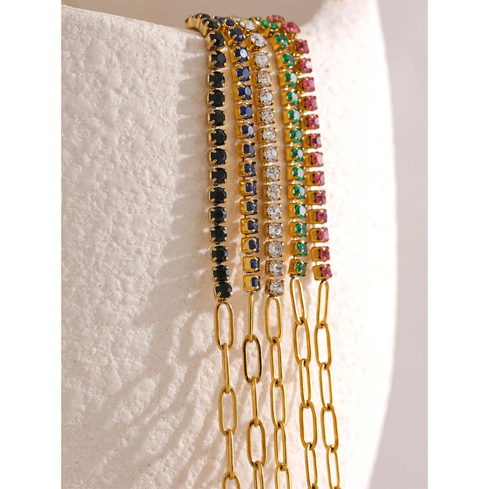Chic Colorful Cubic Zirconia Gold Bracelet