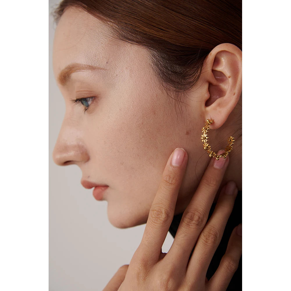 Flower Hoop Earrings