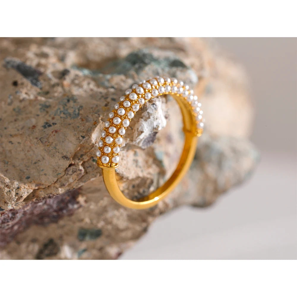Pearl Charm Gold Ring