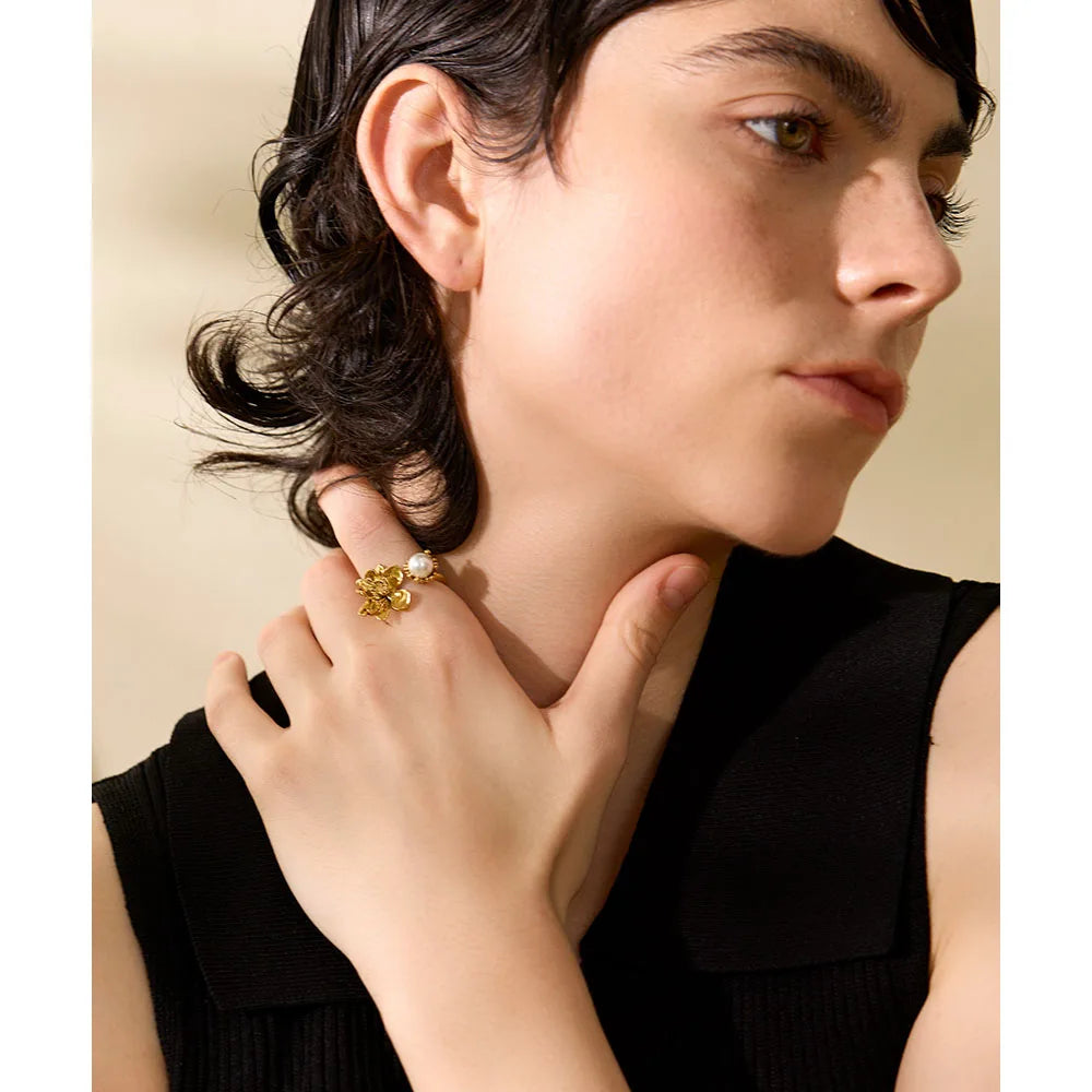 Floral Charm Statement Ring