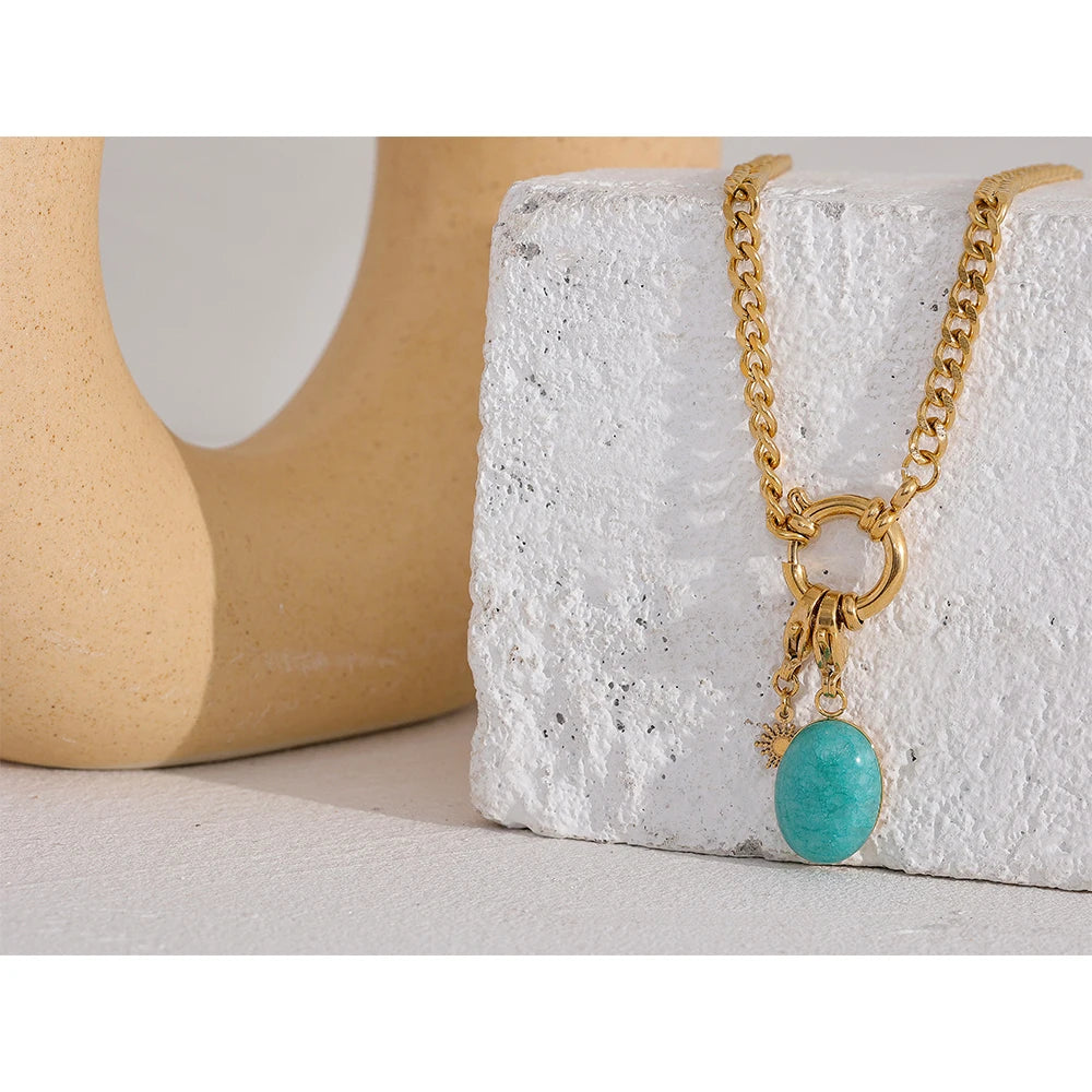 Blue Natural Stone Star Collar Necklace