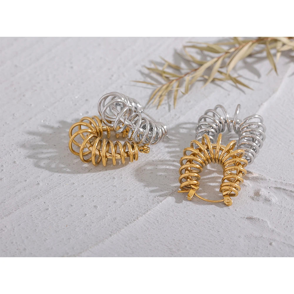 Geometric Winding Hoop Earrings