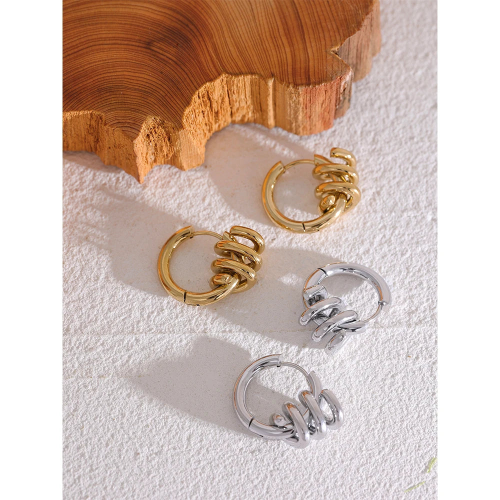 Twisted Geometric Gold Hoops