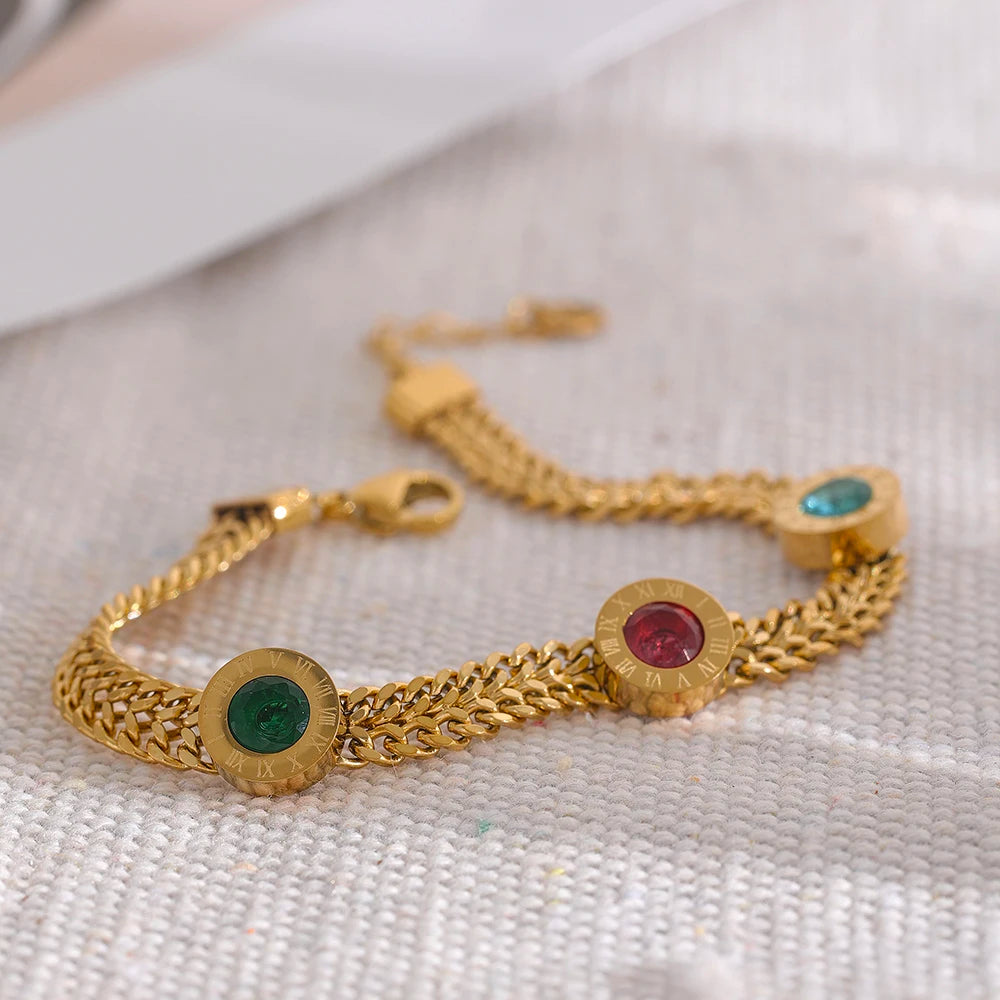 Vibrant Cubic Zircon Charm Bracelet