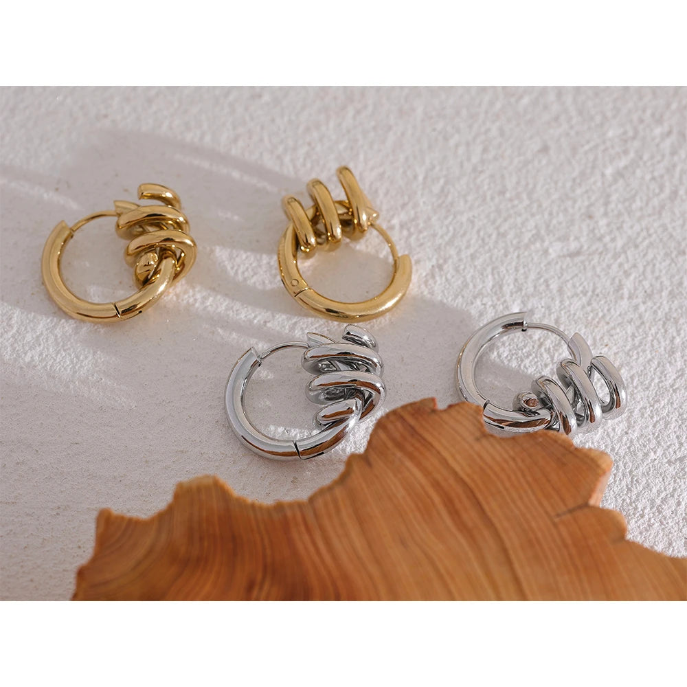 Twisted Geometric Gold Hoops