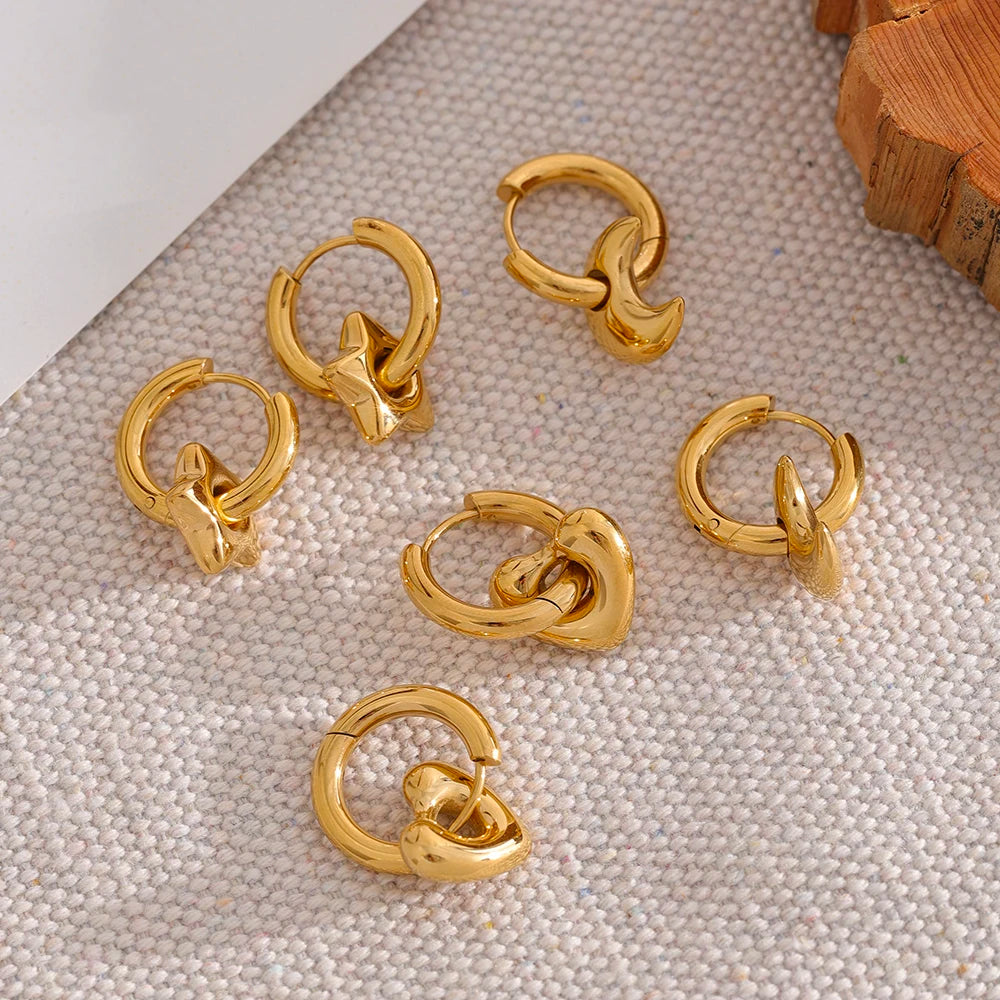 Celestial Charm Drop Hoop Earrings