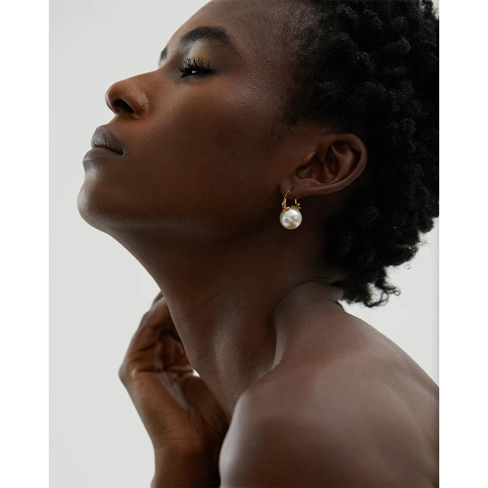 Elegant Pearl Huggie Hoop Earrings