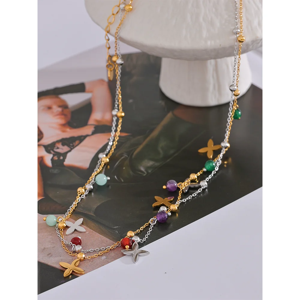 Vibrant Flower Drop Necklace