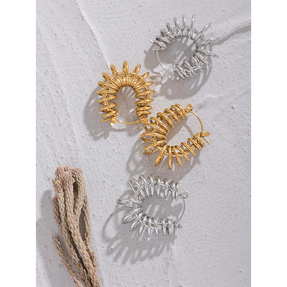 Geometric Winding Hoop Earrings