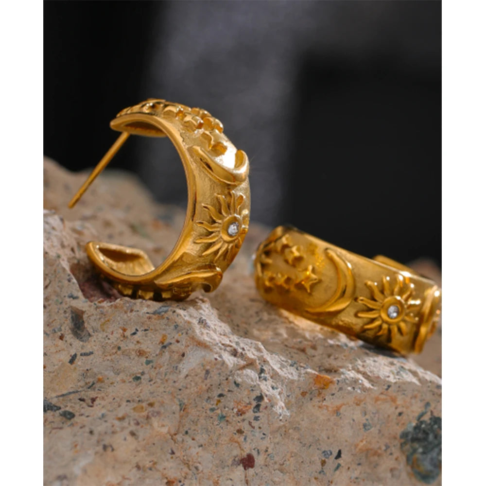 Celestial Geometric Hoop Earrings