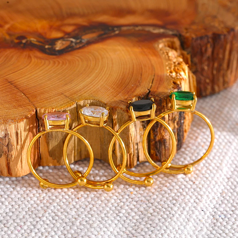 Elegant Cubic Zirconia Adjustable Rings