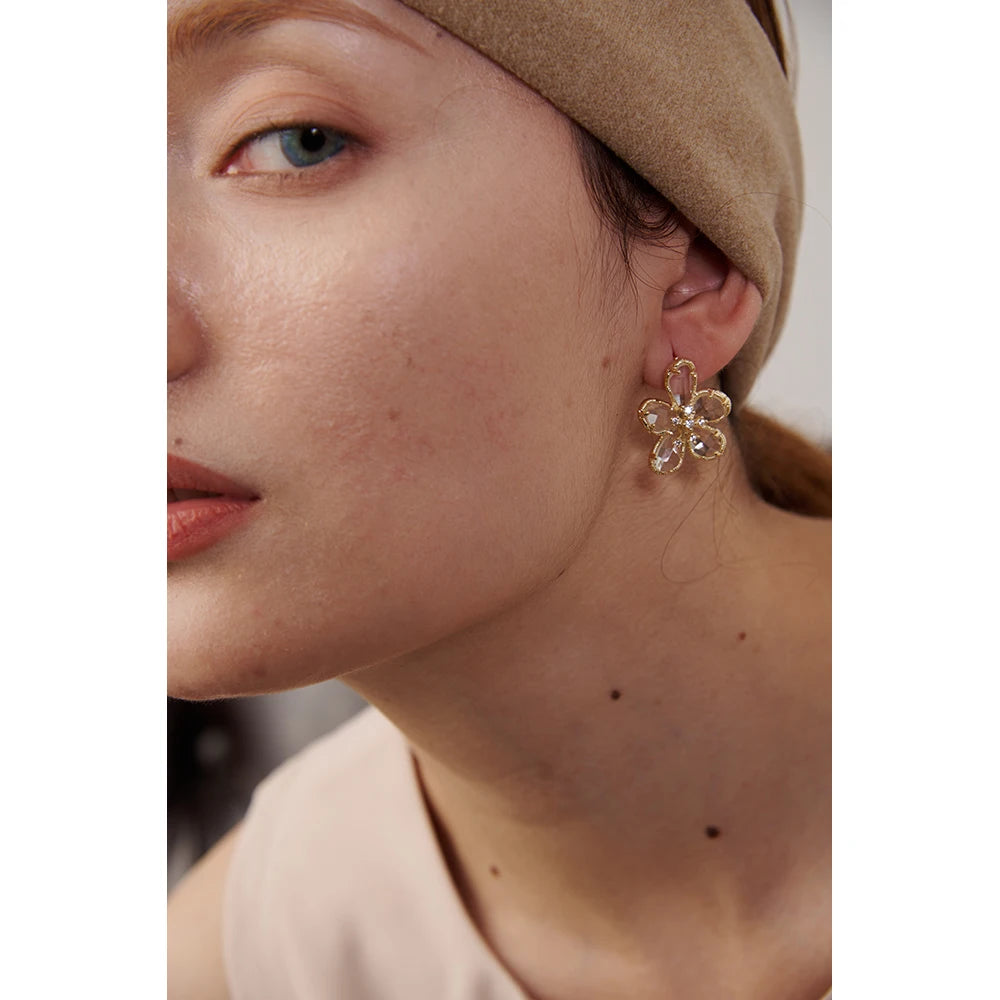 Exquisite Cubic Zirconia Flower Stud Earrings