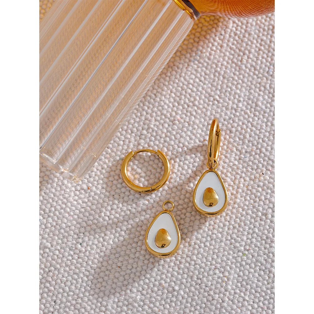 Avocado Shell Huggie Hoops