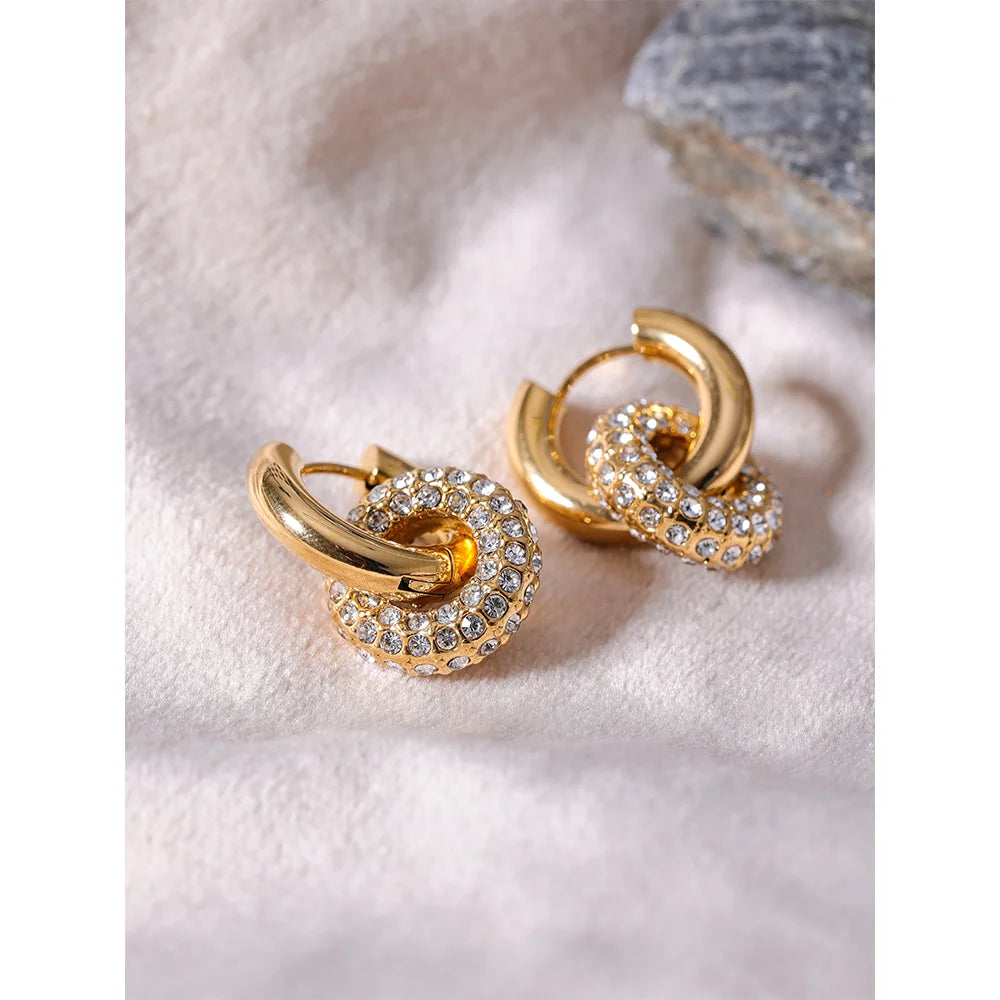 Shiny Cubic Zirconia Huggie Hoop Earrings