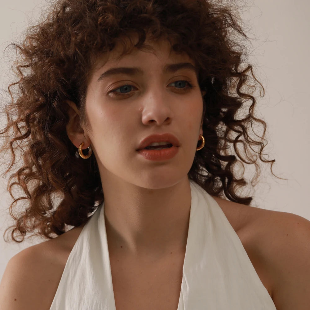 Geometric Two-Tone Hoop Earrings