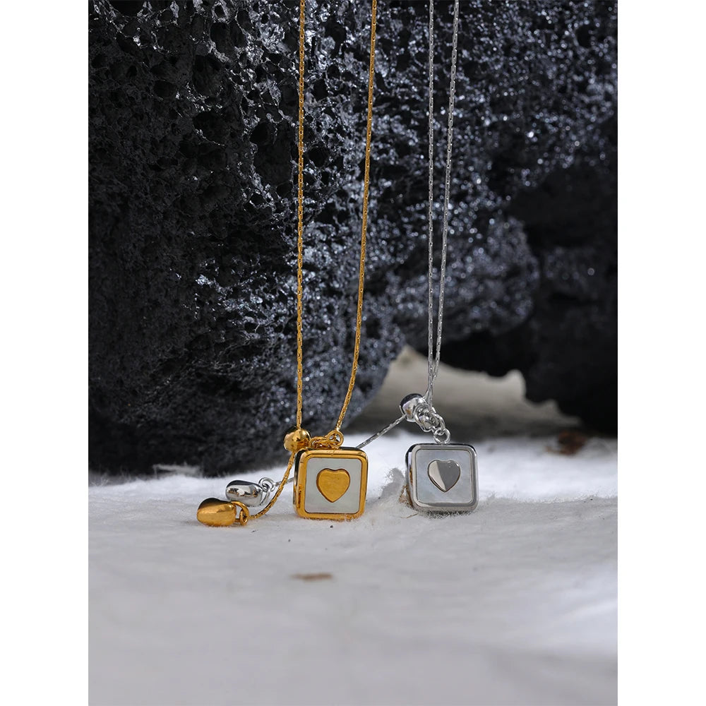Romantic Square Heart Pendant Necklace