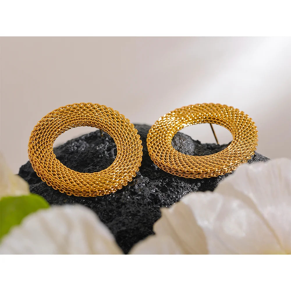Statement Hollow Round Stud Earrings
