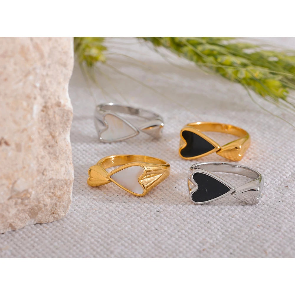 Heart Shell Charm Ring