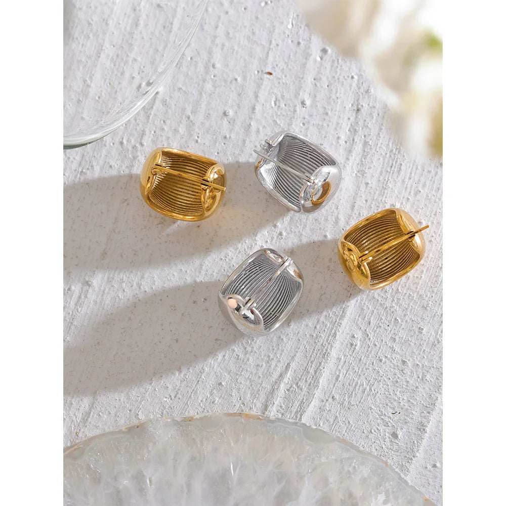 Chunky Geometric Gold Hoops