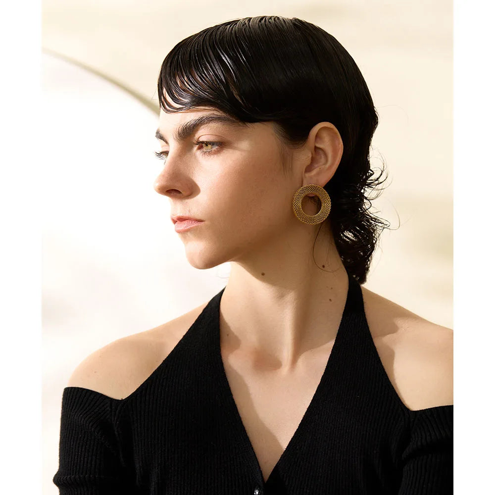 Statement Hollow Round Stud Earrings