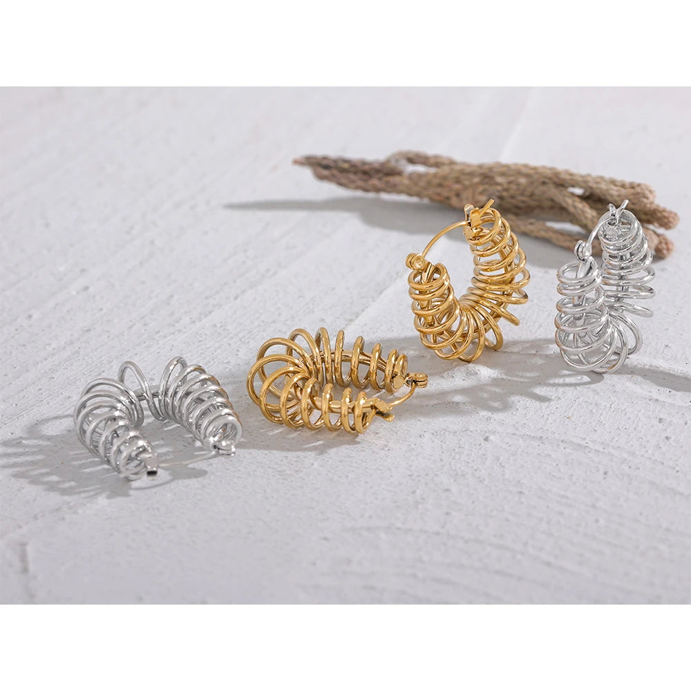 Geometric Winding Hoop Earrings