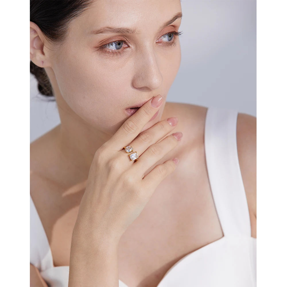 Radiant Cubic Zirconia Adjustable Rings