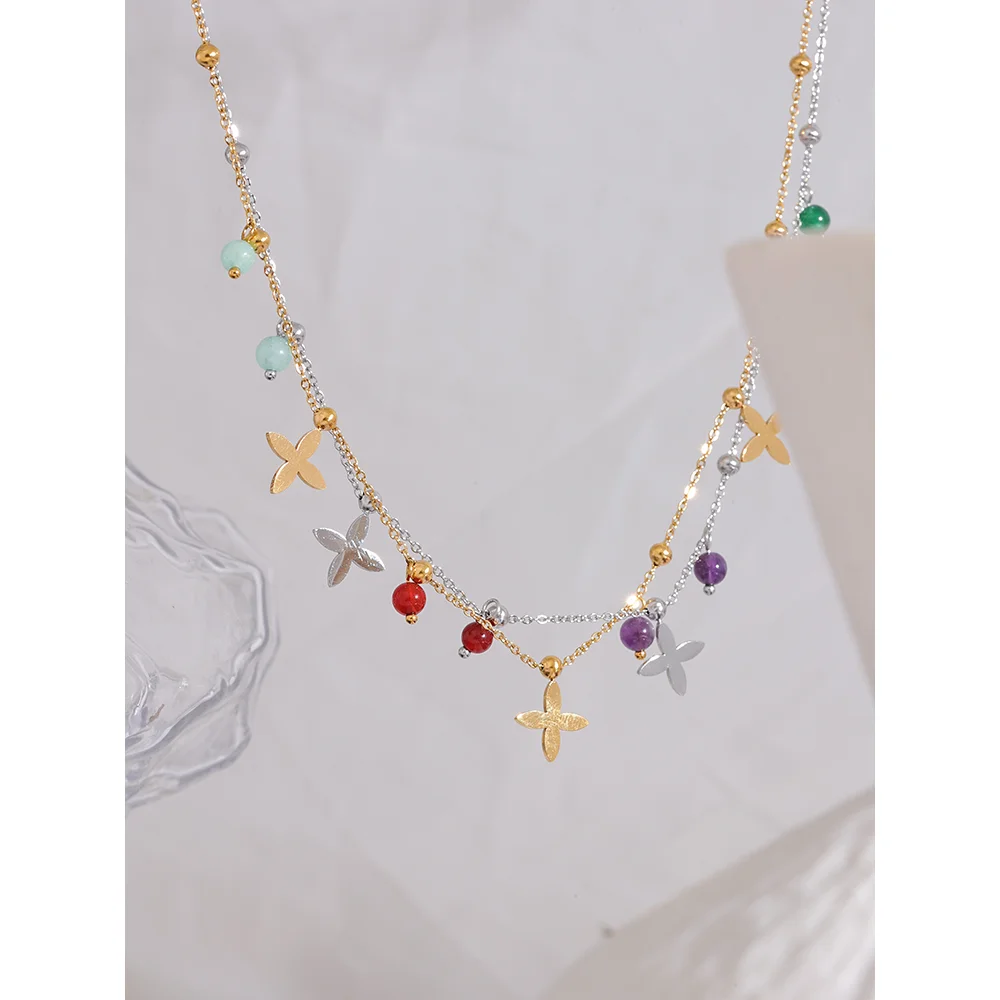 Vibrant Flower Drop Necklace