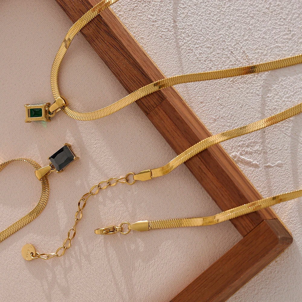 Geometric Square Drop Necklace