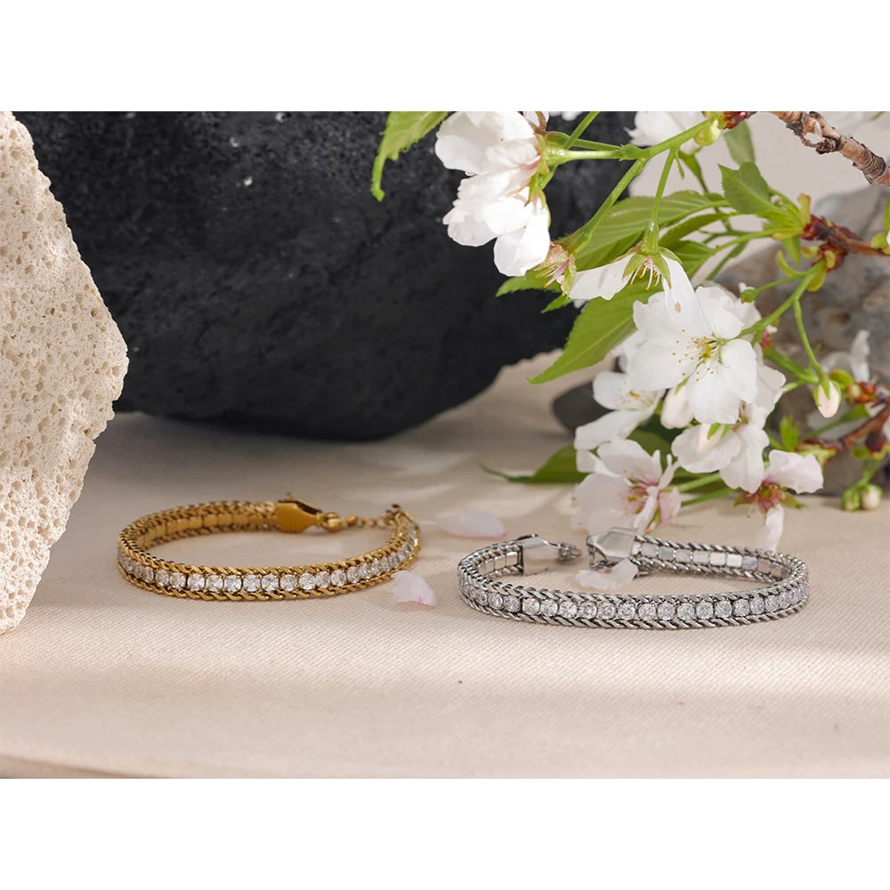 Sparkling Cubic Zirconia Chain Bracelet