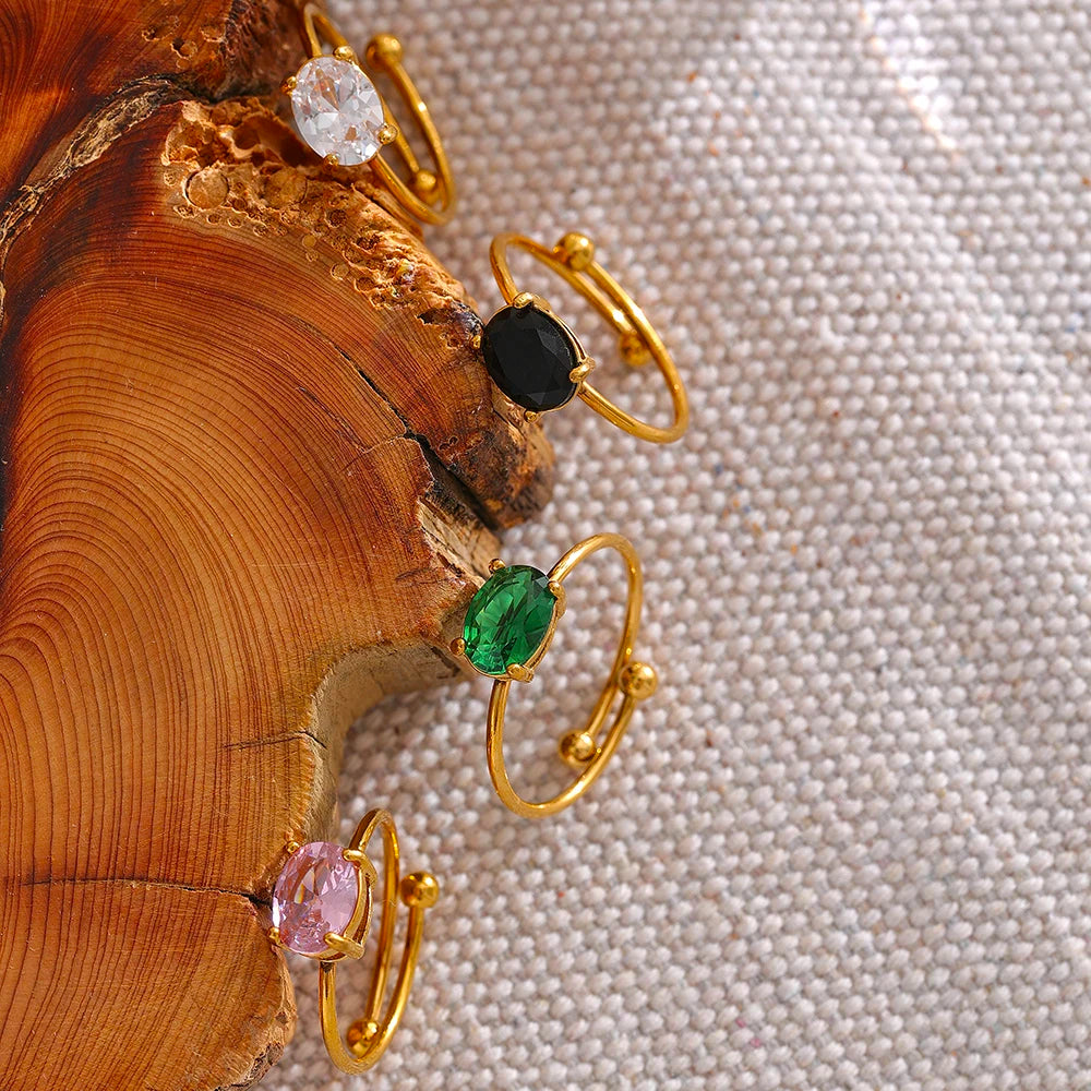 Elegant Cubic Zirconia Adjustable Rings