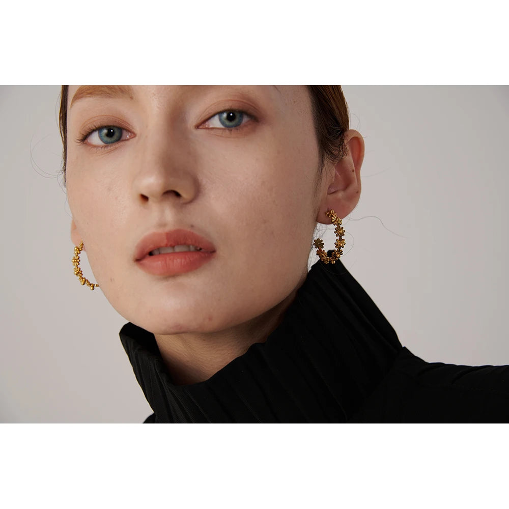 Flower Hoop Earrings