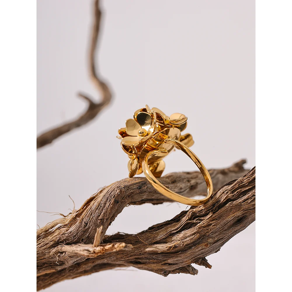 Stereoscopic Flower Adjustable Ring