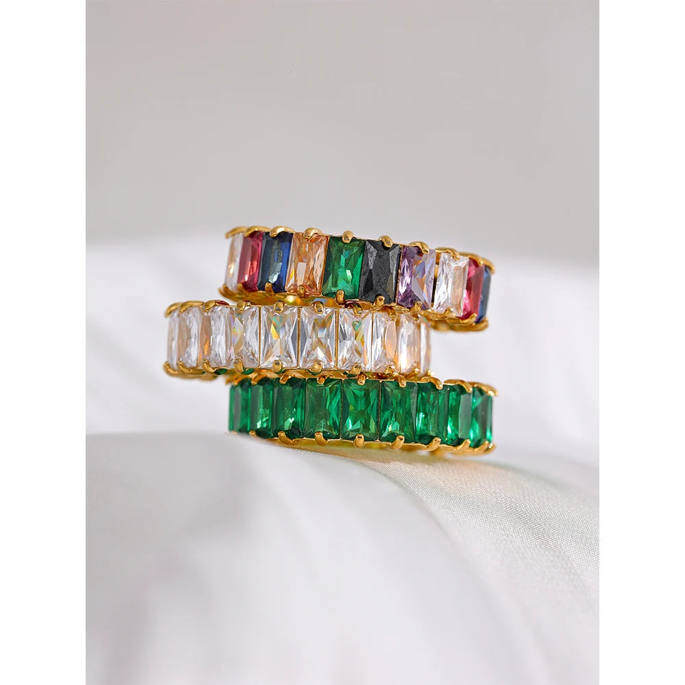 Colorful Cubic Zirconia Eternity Ring