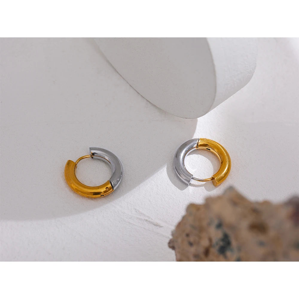 Geometric Two-Tone Hoop Earrings