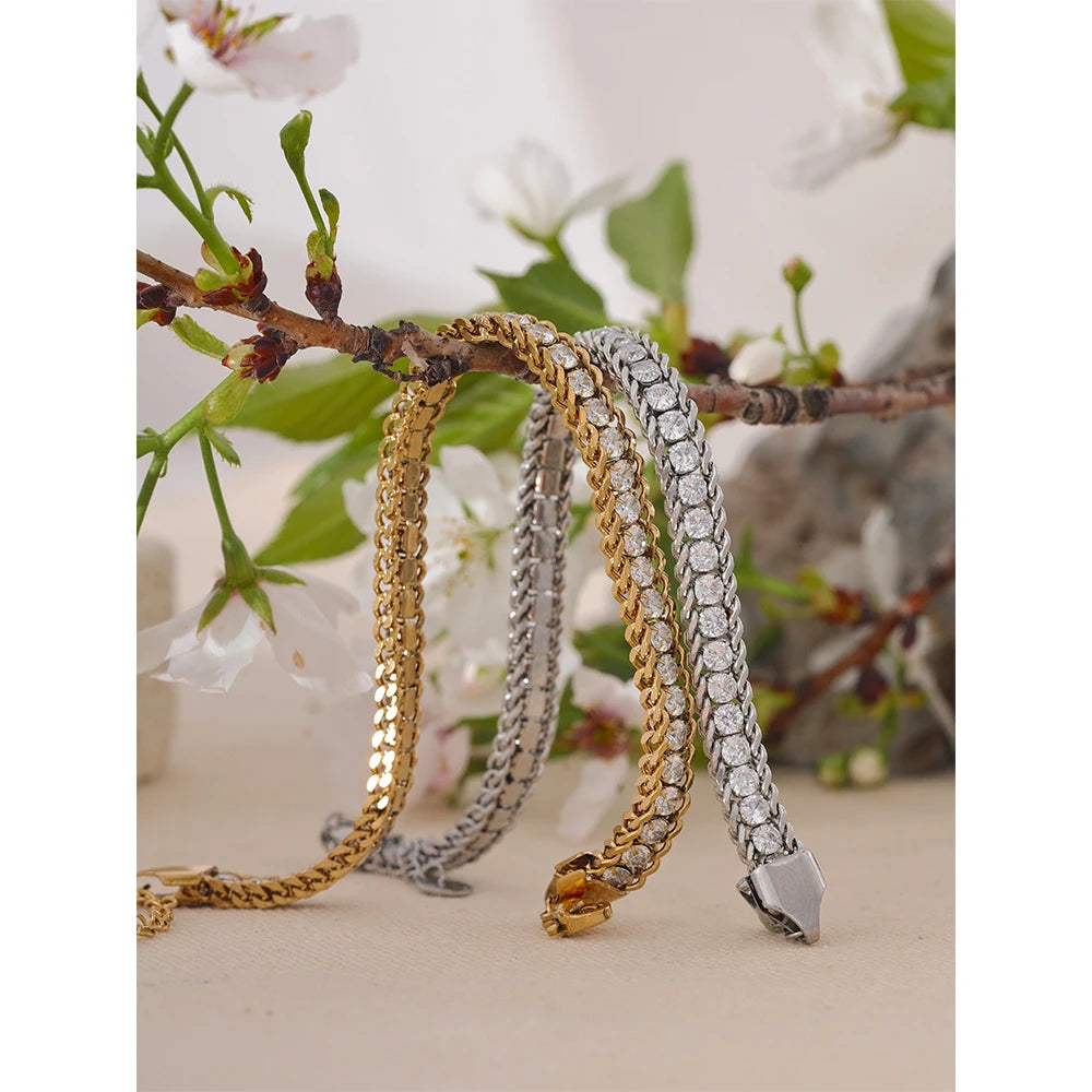 Sparkling Cubic Zirconia Chain Bracelet