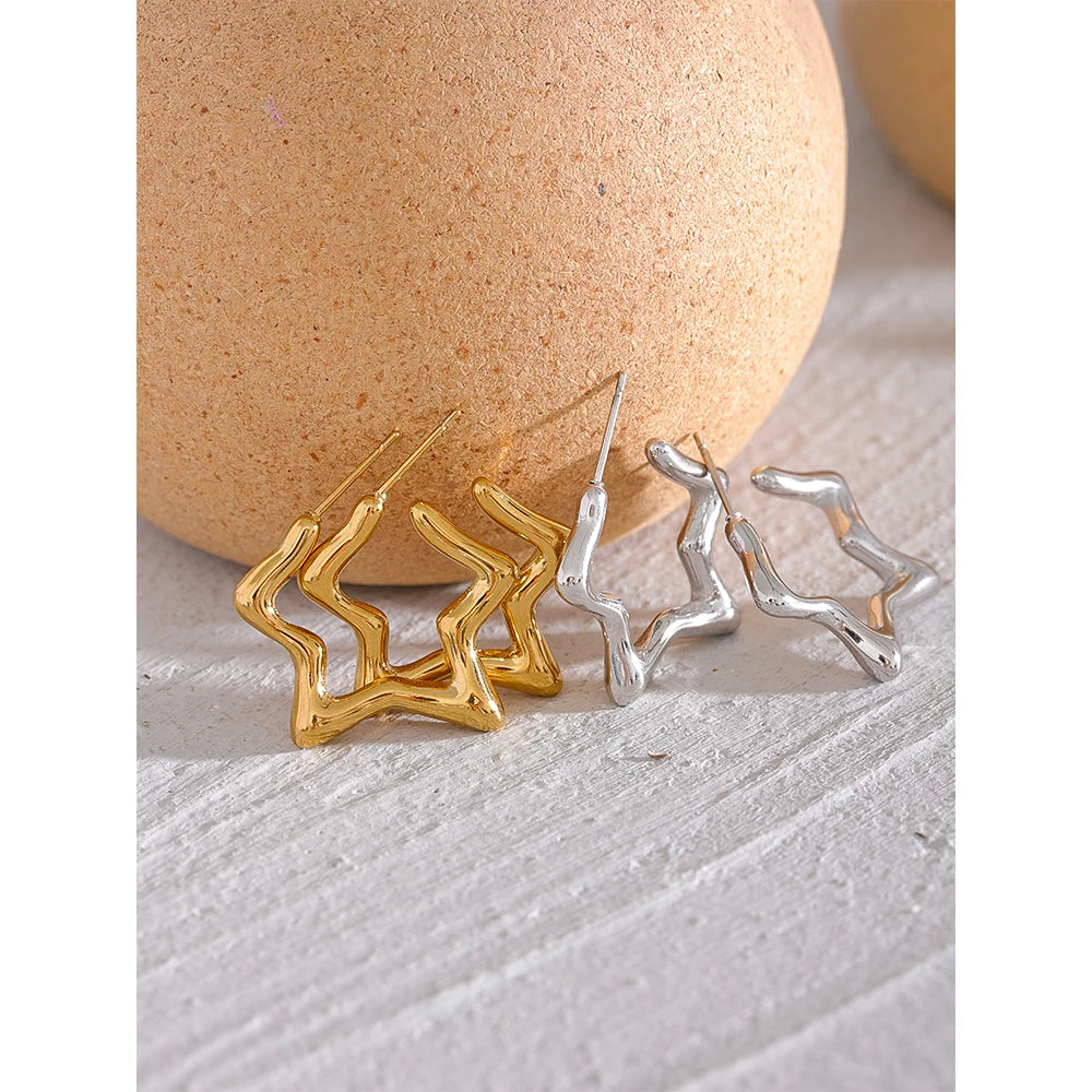 Abstract Star Hoop Earrings