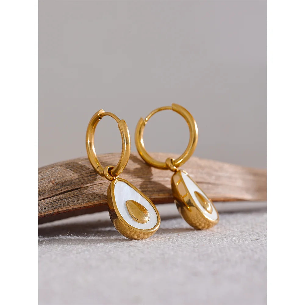 Avocado Shell Huggie Hoops