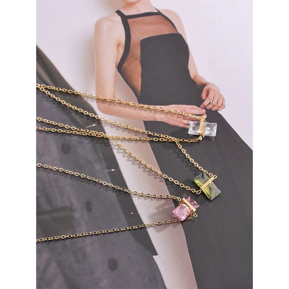 Olive Green Cubic Zirconia Pendant Necklace